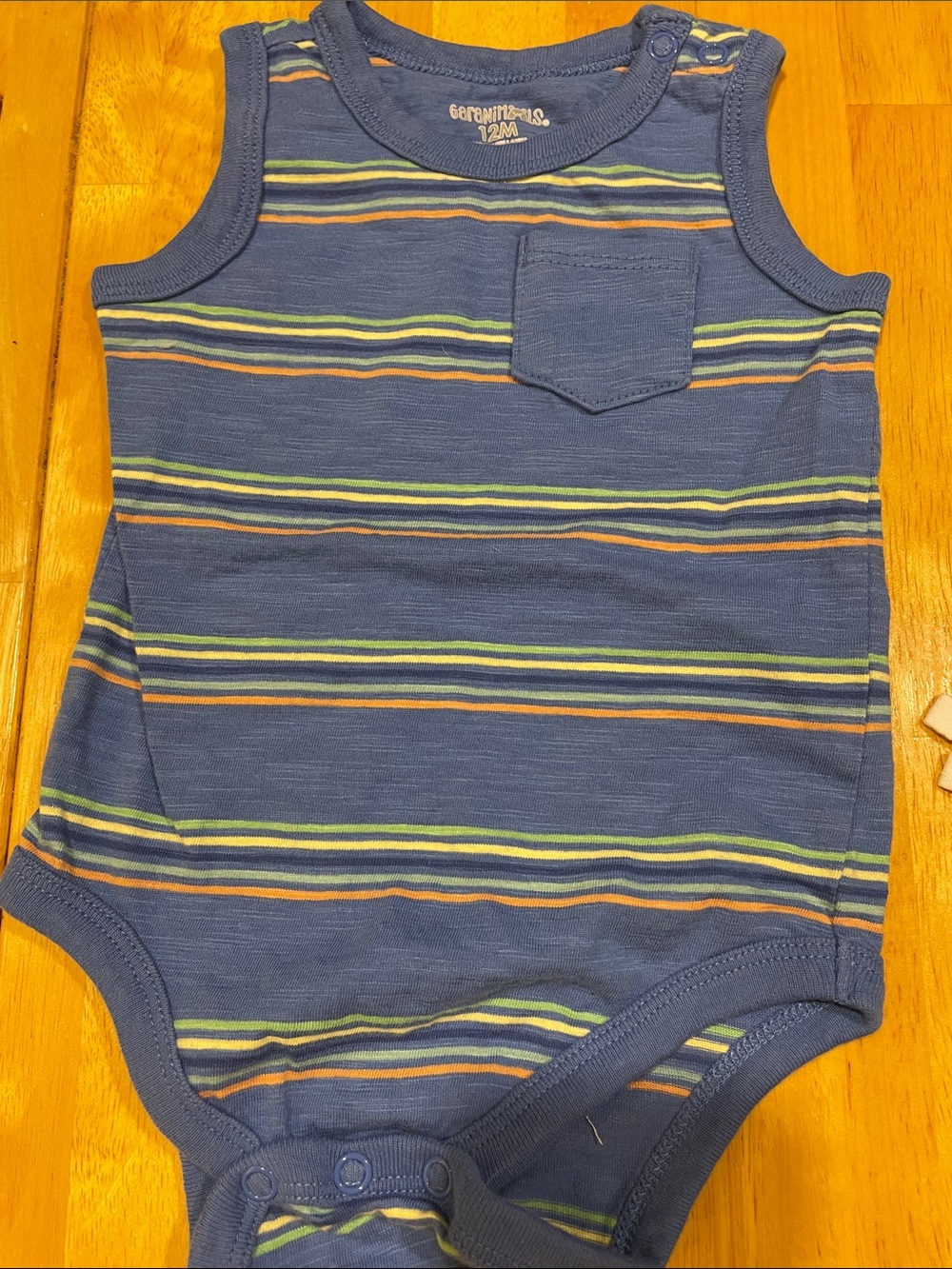 Blue Striped Tank Top with Light Blue Shorts and Navy Sweatpants Set - Picture 4 of 7